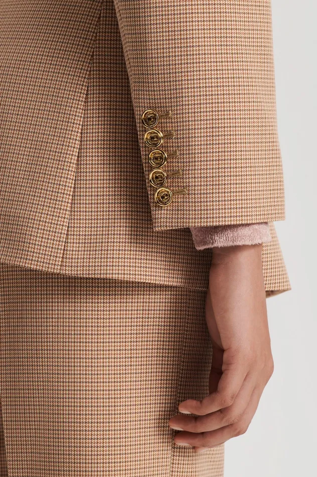 PLAID TAILORED JACKET CARAMEL Jackets Scanlan Theodore Women PLAID TAILORED JACKET CARAMEL Jackets Scanlan Theodore Women