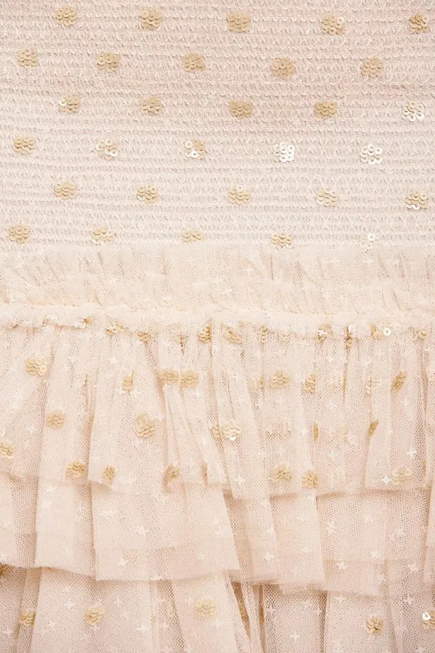 Polka Dot Smocked Ankle Gown Champagne Women Needle and Thread Dresses