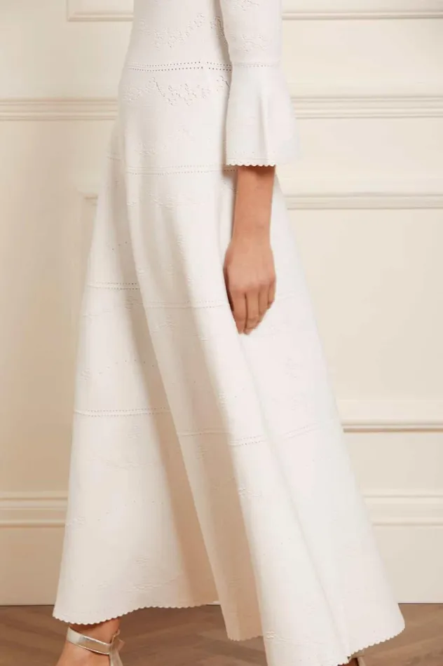 Pretty Pointelle Knit Gown White Women Needle and Thread Dresses