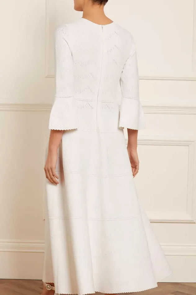 Pretty Pointelle Knit Gown White Women Needle and Thread Dresses