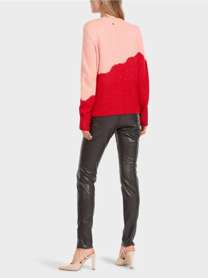 Pullover and Sweatshirts Damen Marc Cain Sweater Mit Stickerei 034Rethink Together034 Bright Fire Red