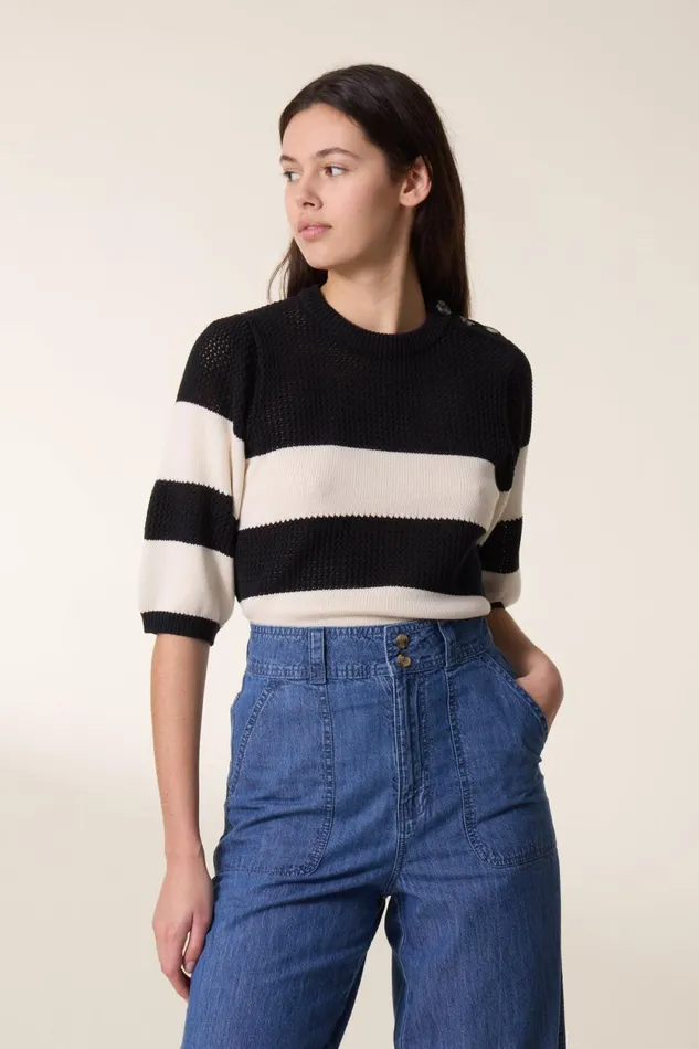 Pulls and Vests Women Leon and Harper Maan Mix Jumper Black