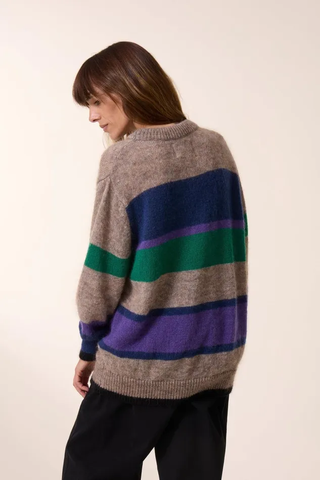 Pulls and Vests Women Leon and Harper Madra Stripe Jumper Beige