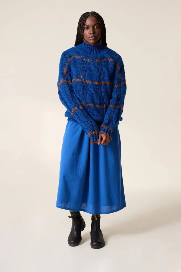 Pulls and Vests Women Leon and Harper Melodie Stripe Cardigan Blue