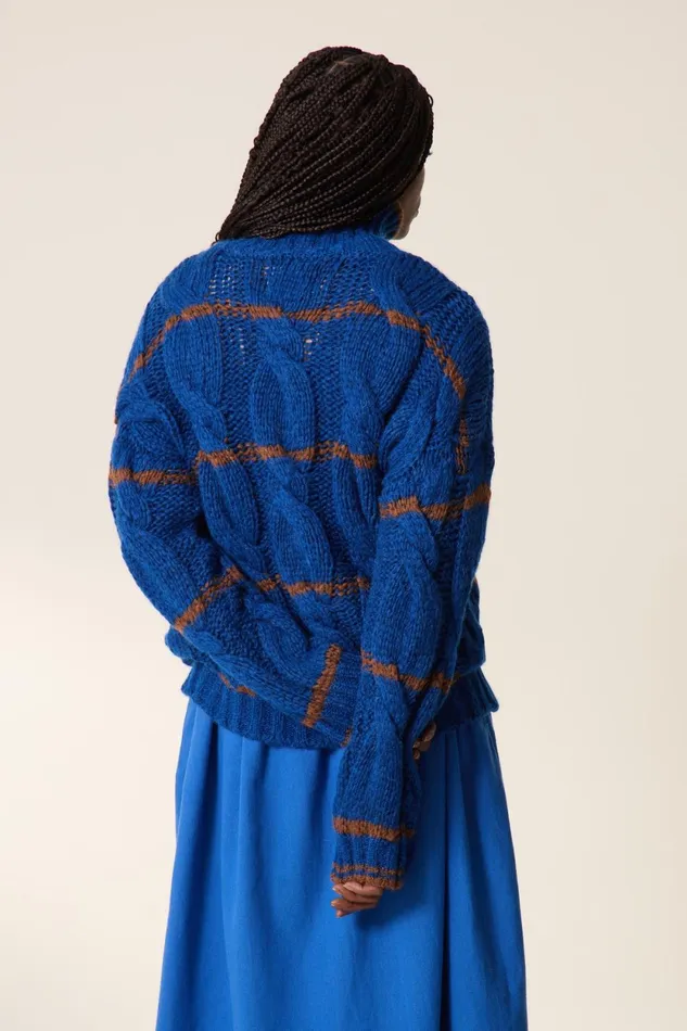 Pulls and Vests Women Leon and Harper Melodie Stripe Cardigan Blue