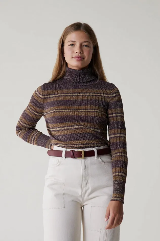 Pulls and Vests Women Leon and Harper Mular Stripe Jumper Plum