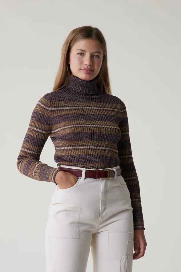 Pulls and Vests Women Leon and Harper Mular Stripe Jumper Plum