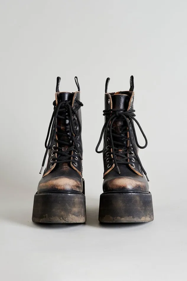 R13 Boots Women DOUBLE STACK BOOT 8211 REMOVE COMBAT BOOTS