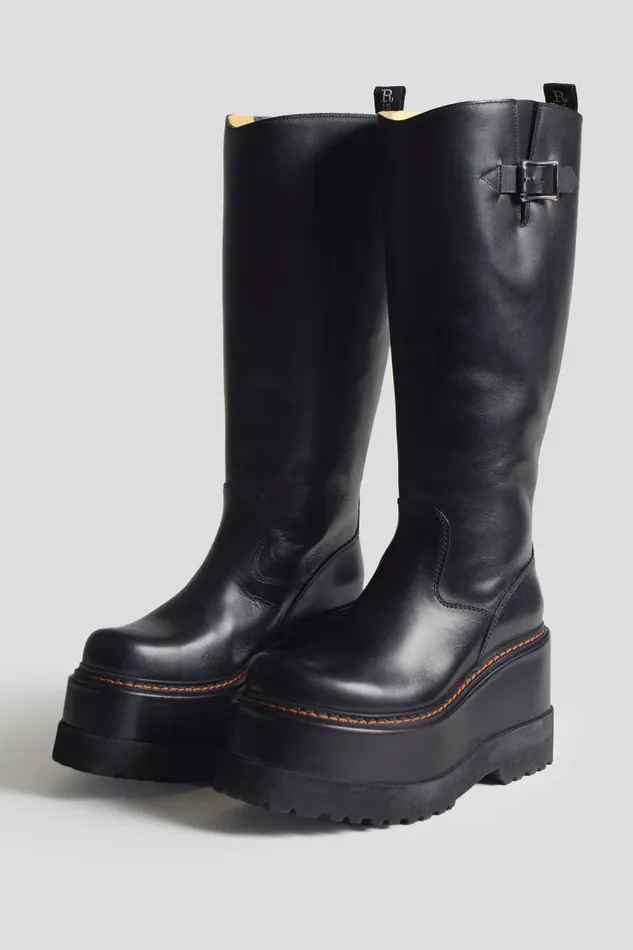 R13 Boots Women ENGINEER PLATFORM BOOT 8211 BLACK FOOTWEAR