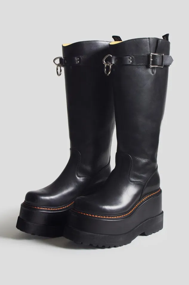 R13 Boots Women HARNESS ENGINEER PLATFORM BOOT 8211 BLACK FOOTWEAR