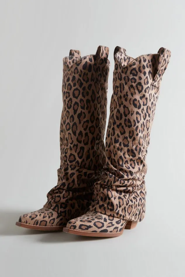 R13 Boots Women MID COWBOY BOOT 8211 RAW LEOPARD