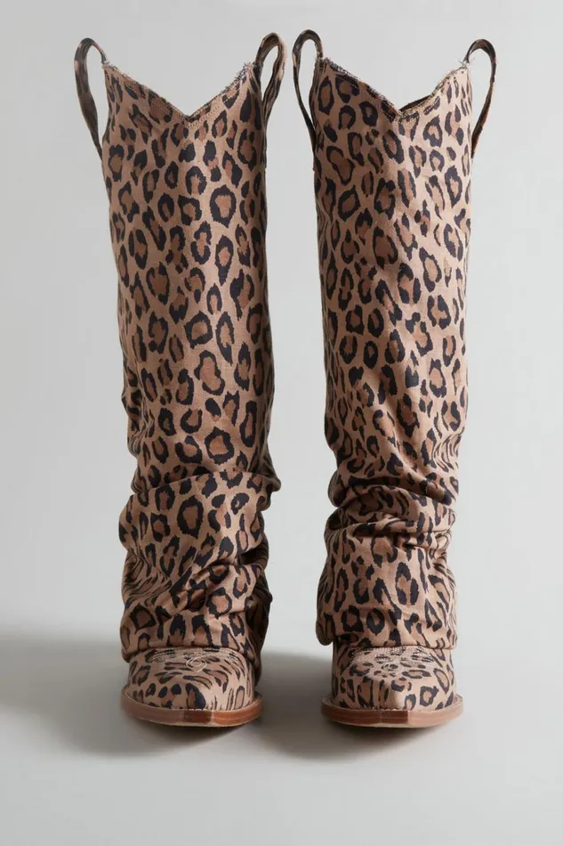R13 Boots Women MID COWBOY BOOT 8211 RAW LEOPARD