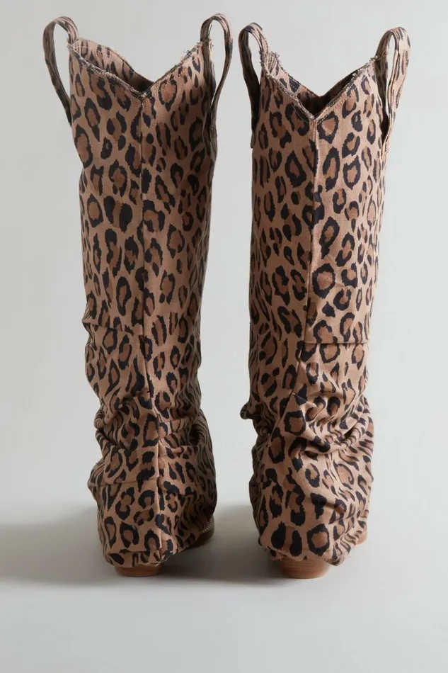 R13 Boots Women MID COWBOY BOOT 8211 RAW LEOPARD