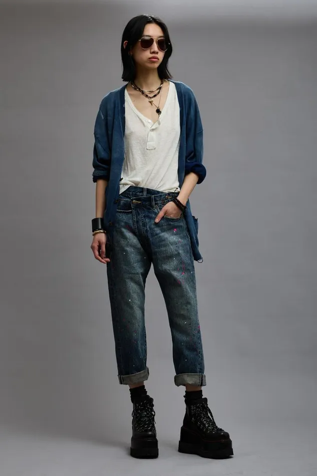 R13 Crossover Women CROSSOVER JEAN 8211 BEXLEY PAINT SPLATTER