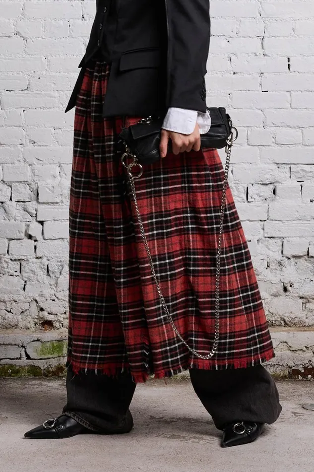 R13 Dresses and Skirts Women KILT SKIRT 8211 RED AND BLACK