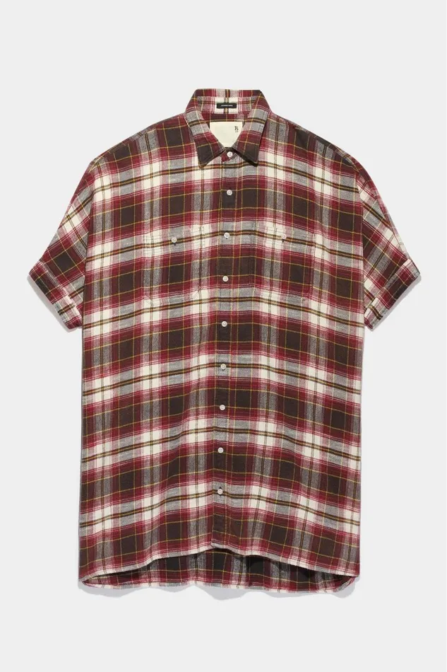 R13 Dresses and Skirts Women PLAID OVERSIZED BOXY SHIRTDRESS 8211 ECRUMAROON PLAID