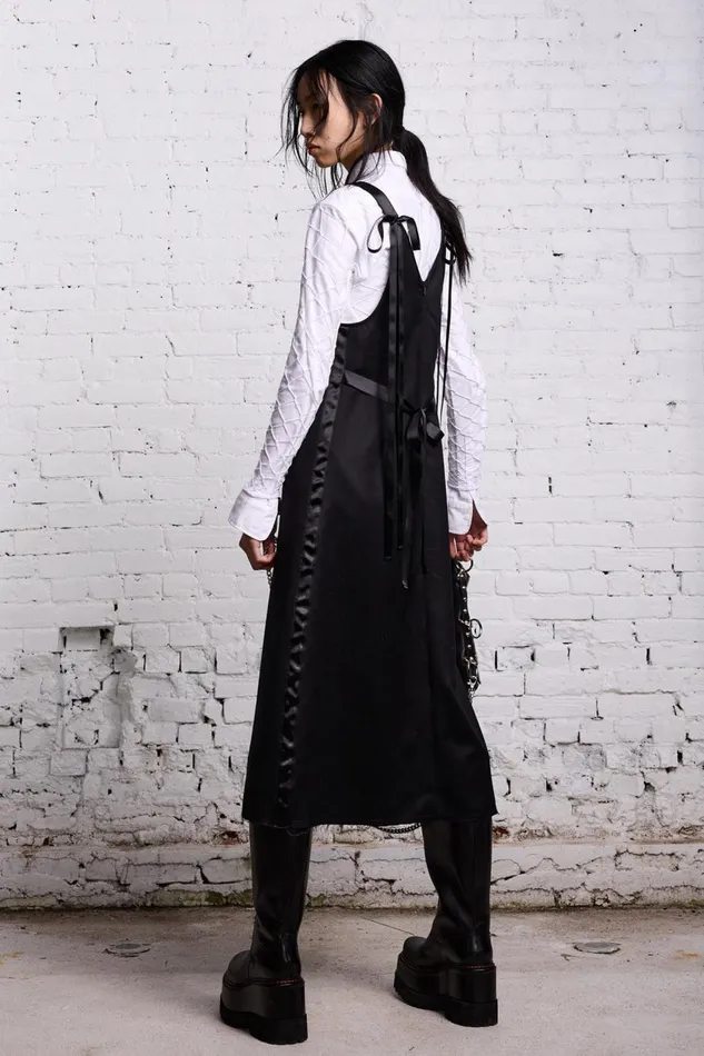 R13 Dresses and Skirts Women TAPE TIE GRUNGE SLIP 8211 BLACK AND SATIN