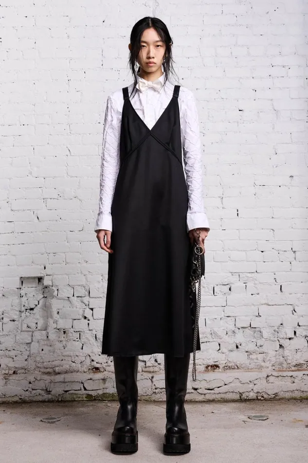 R13 Dresses and Skirts Women TAPE TIE GRUNGE SLIP 8211 BLACK AND SATIN