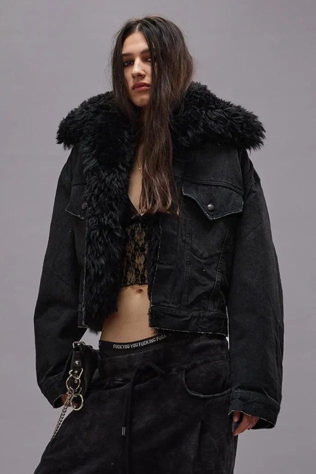 R13 Jackets and Coats Women 2 IN 1 ELI BOXY TRUCKER JACKET 8211 BOLT BLACK