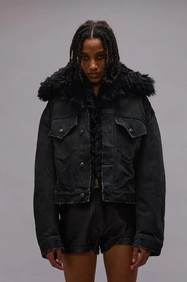 R13 Jackets and Coats Women 2 IN 1 ELI BOXY TRUCKER JACKET 8211 BOLT BLACK