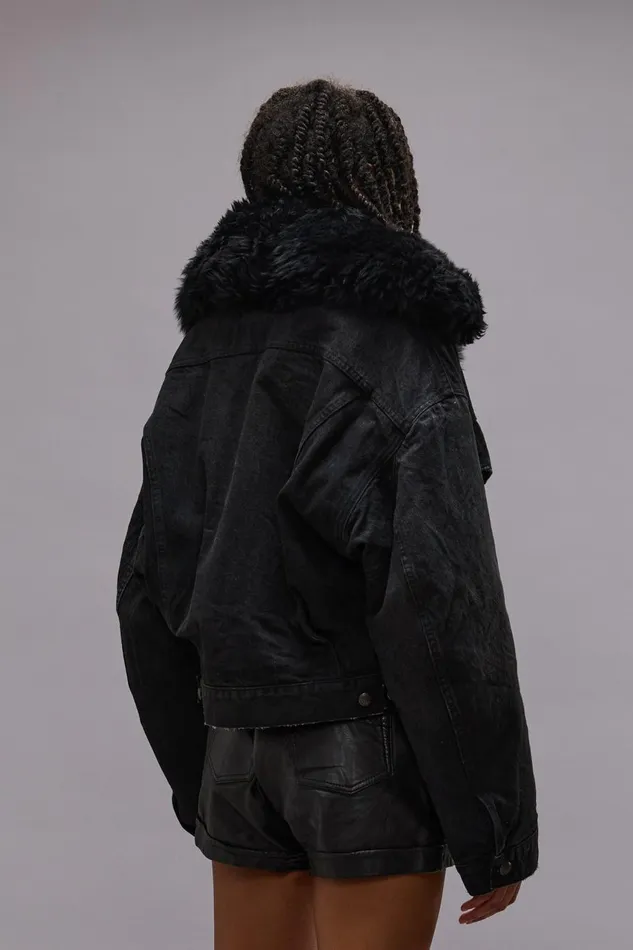 R13 Jackets and Coats Women 2 IN 1 ELI BOXY TRUCKER JACKET 8211 BOLT BLACK