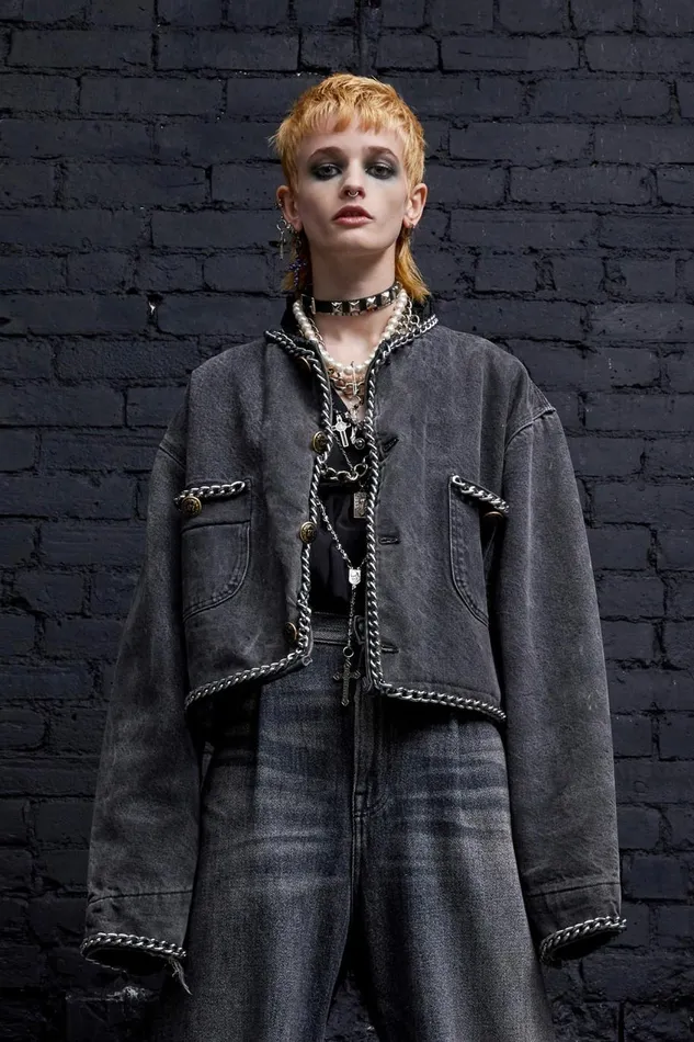 R13 Jackets and Coats Women CHAIN EMBELLISHED CROPPED JACKET