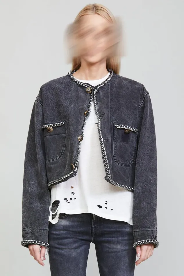 R13 Jackets and Coats Women CHAIN EMBELLISHED CROPPED JACKET