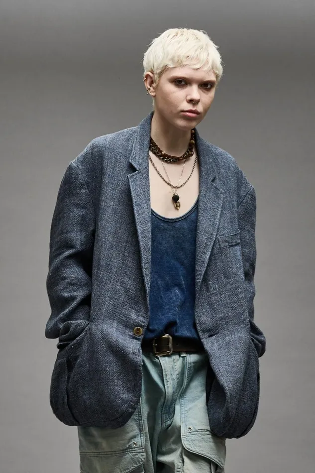 R13 Jackets and Coats Women OVERSIZED BELLOW POCKET BLAZER 8211 LIGHT INDIGO
