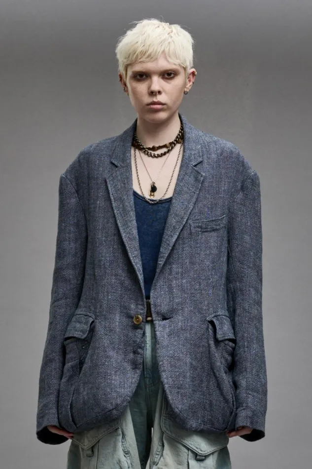 R13 Jackets and Coats Women OVERSIZED BELLOW POCKET BLAZER 8211 LIGHT INDIGO