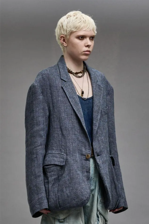R13 Jackets and Coats Women OVERSIZED BELLOW POCKET BLAZER 8211 LIGHT INDIGO