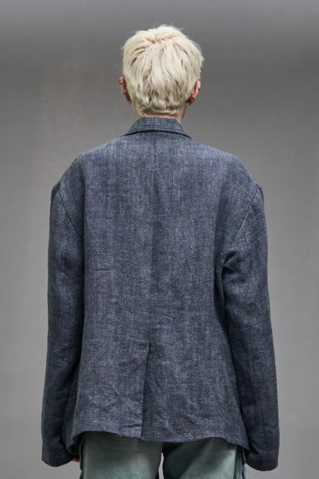 R13 Jackets and Coats Women OVERSIZED BELLOW POCKET BLAZER 8211 LIGHT INDIGO