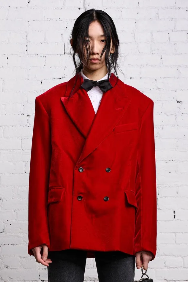 R13 Jackets and Coats Women OVERSIZED RAGGED BLAZER 8211 RED VELVET