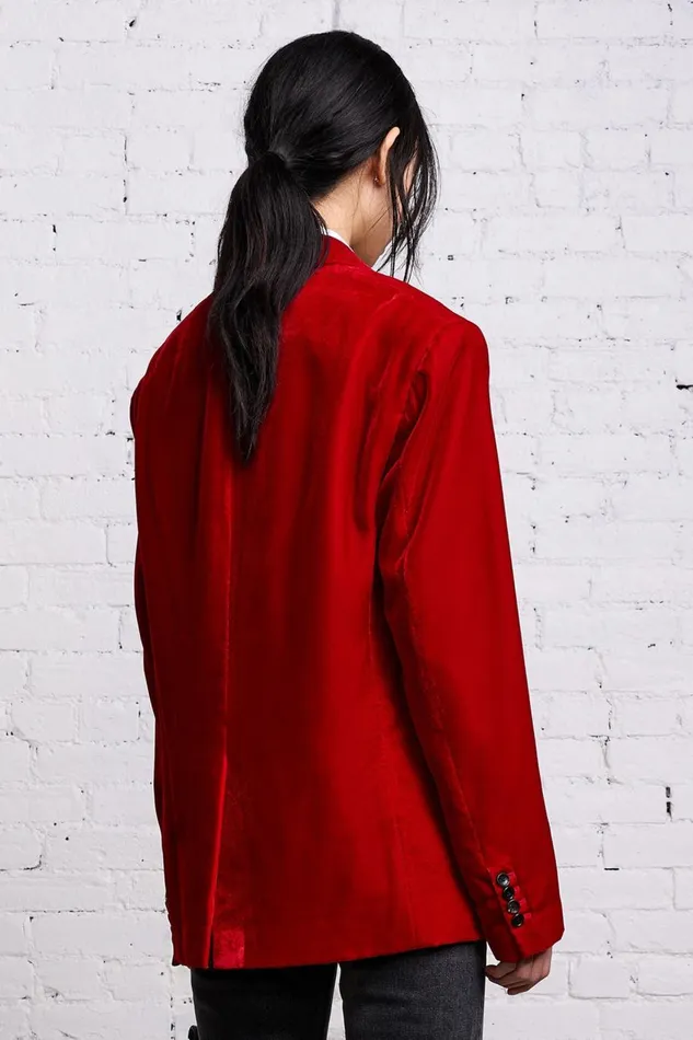 R13 Jackets and Coats Women OVERSIZED RAGGED BLAZER 8211 RED VELVET
