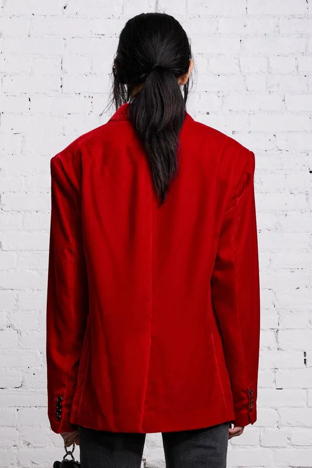 R13 Jackets and Coats Women OVERSIZED RAGGED BLAZER 8211 RED VELVET