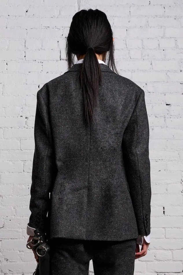 R13 Jackets and Coats Women SHRUNKEN BLAZER 8211 CHARCOAL AND SATIN