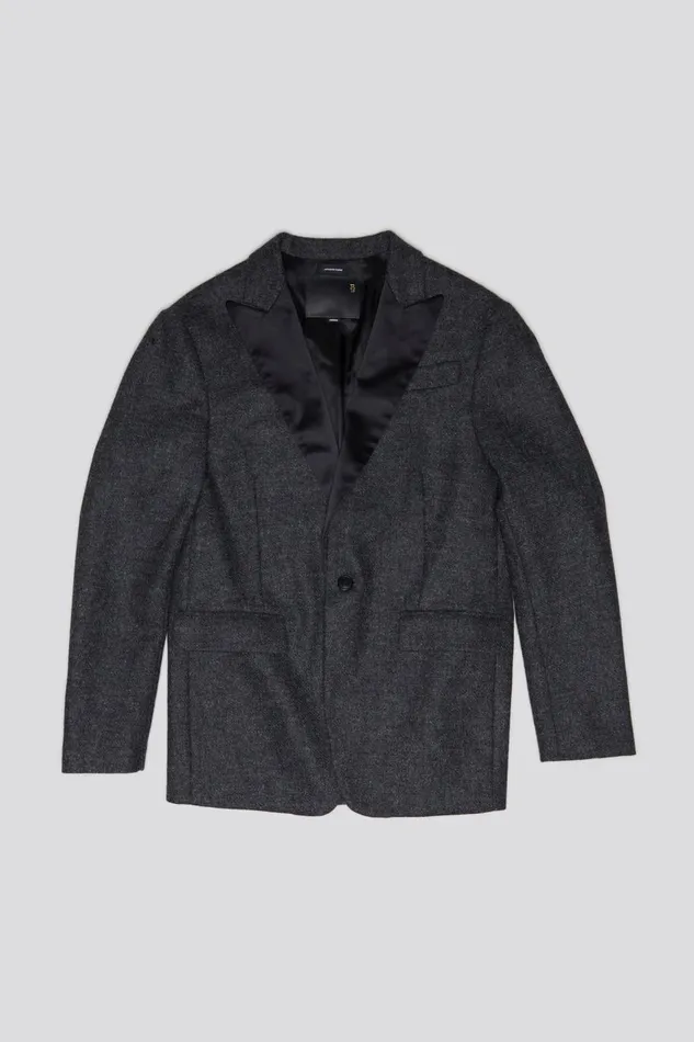 R13 Jackets and Coats Women SHRUNKEN BLAZER 8211 CHARCOAL AND SATIN