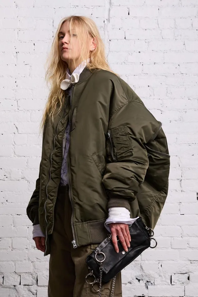 R13 Jackets and Coats Women ZIP OUT DOWN BOMBER 8211 OLIVE