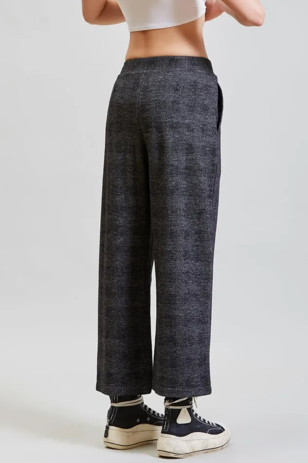 R13 Pants and Shorts Women CROPPED PLEATED WIDE LEG PANT 8211 GREY GLEN PLAID