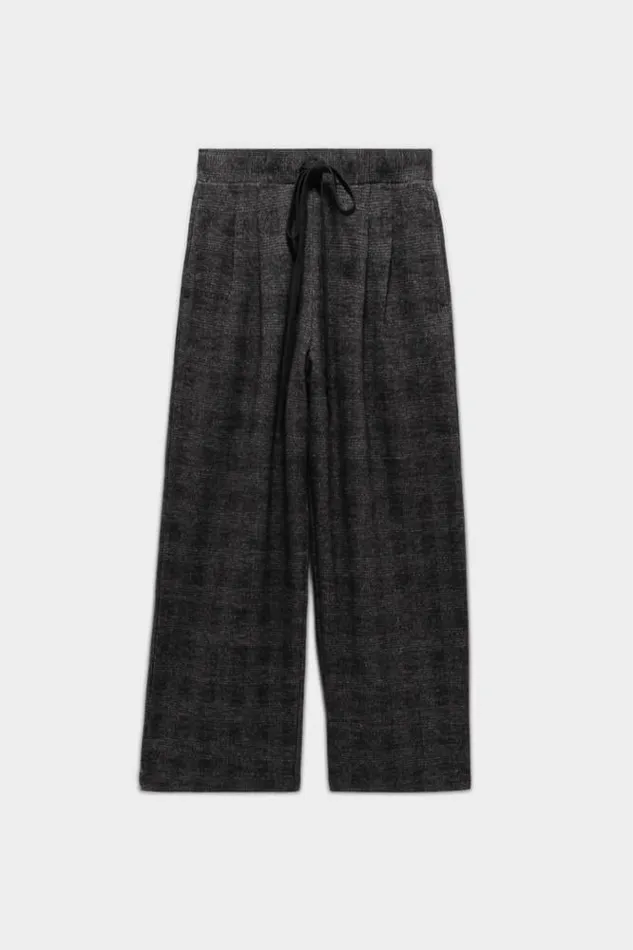 R13 Pants and Shorts Women CROPPED PLEATED WIDE LEG PANT 8211 GREY GLEN PLAID