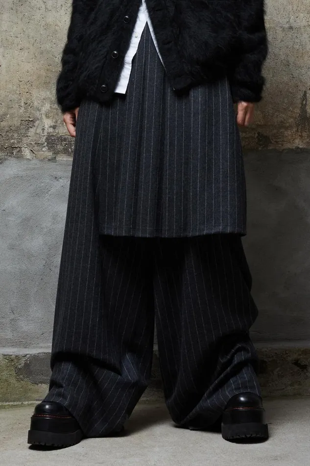 R13 Pants and Shorts Women KILTED TROUSER 8211 GREY PINSTRIPE