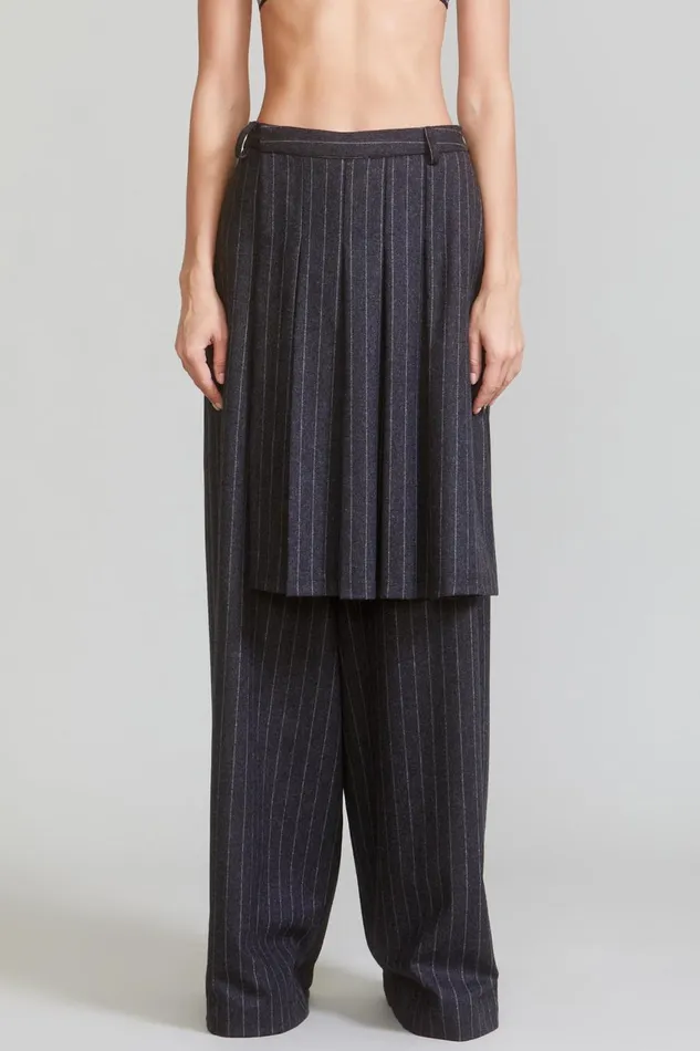 R13 Pants and Shorts Women KILTED TROUSER 8211 GREY PINSTRIPE