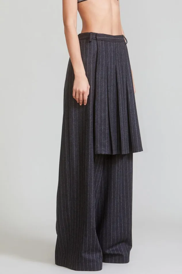 R13 Pants and Shorts Women KILTED TROUSER 8211 GREY PINSTRIPE