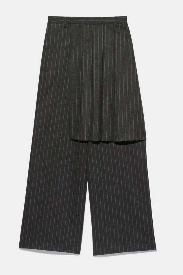 R13 Pants and Shorts Women KILTED TROUSER 8211 GREY PINSTRIPE