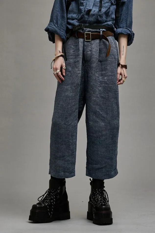 R13 Sale Women ARTICULATED KNEE TROUSER 8211 LIGHT INDIGO