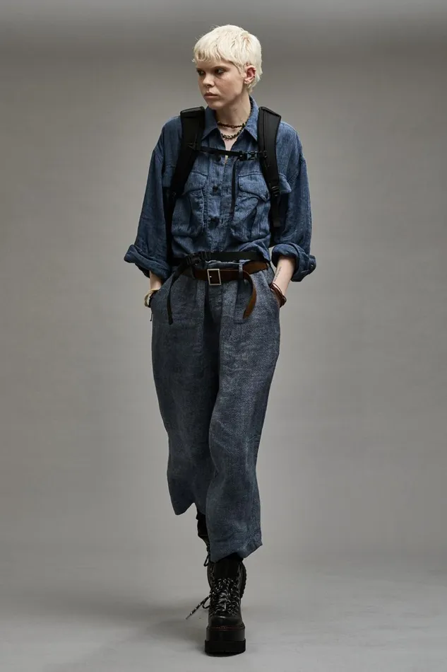 R13 Sale Women ARTICULATED KNEE TROUSER 8211 LIGHT INDIGO