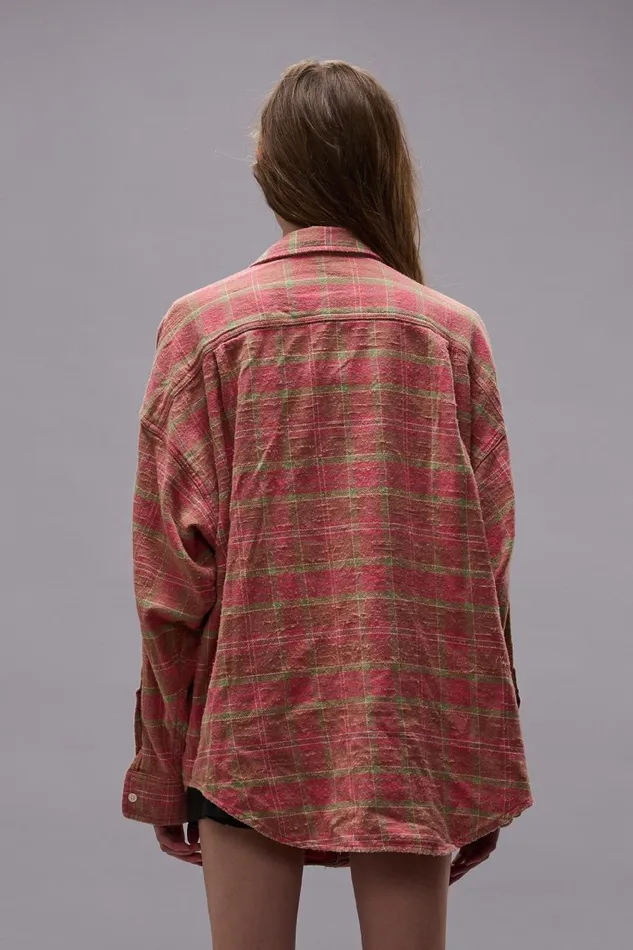 R13 Sale Women ASYMMETRICAL SHIRT 8211 PINK PLAID