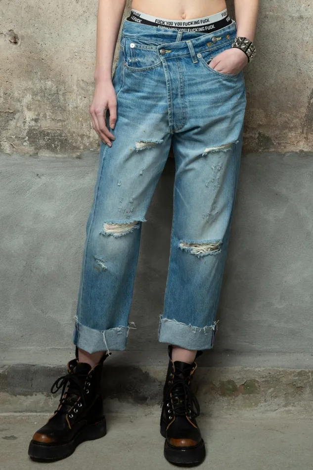 R13 Sale Women CROSSOVER JEAN 8211 DISTRESSED EMORY