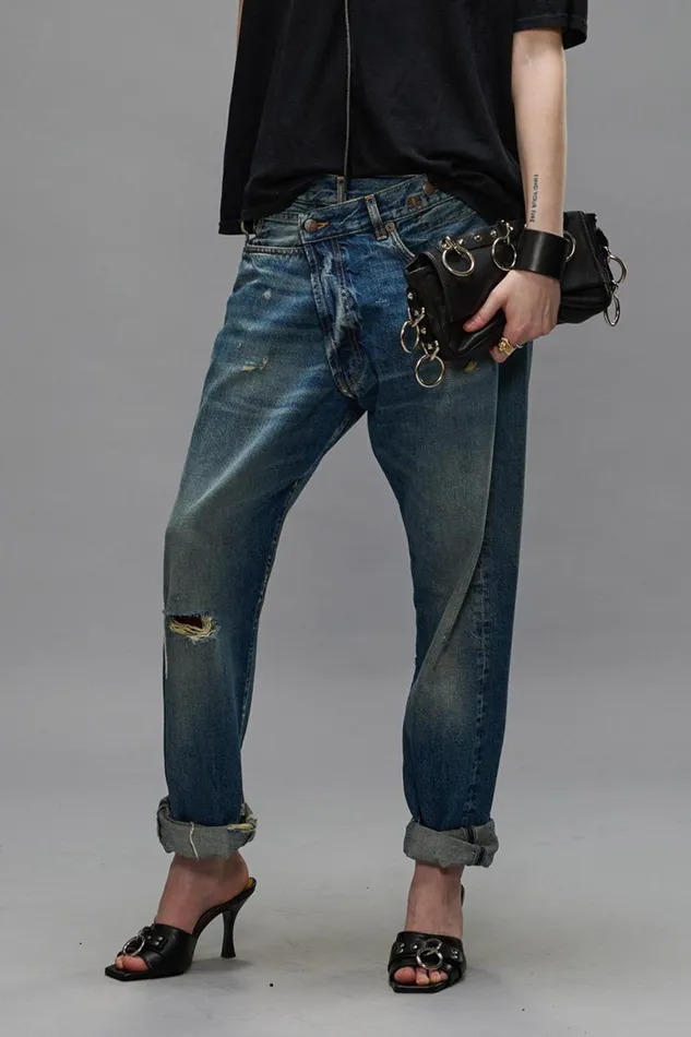 R13 Sale Women CROSSOVER JEANS 8211 GARNET BLUE
