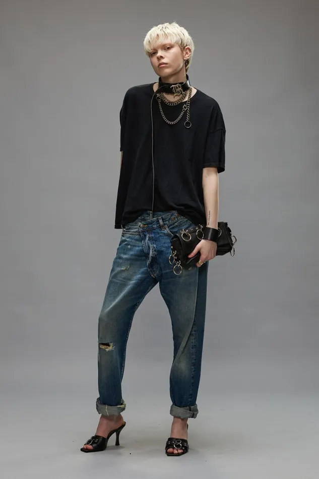 R13 Sale Women CROSSOVER JEANS 8211 GARNET BLUE