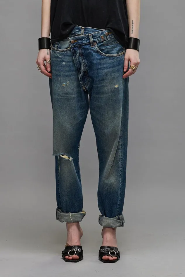 R13 Sale Women CROSSOVER JEANS 8211 GARNET BLUE